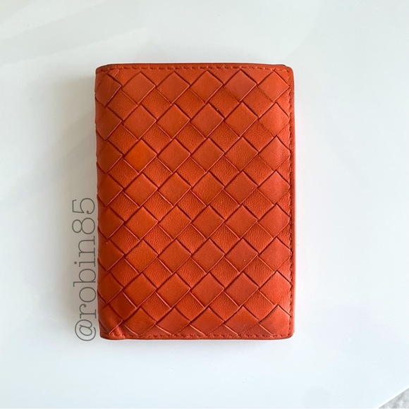 BOTTEGA VENETA ⇢ Intrecciato Card Case 𓁿 Orange Lambskin 𖠰 Pocket Organizer - Picture 3 of 7